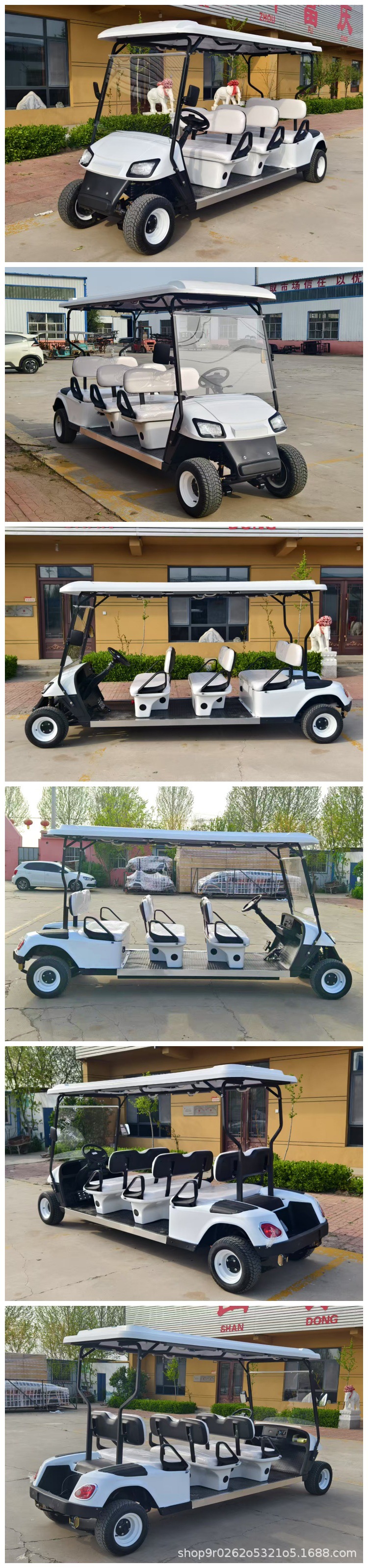 6-Seat Electric Golf Cart, Four-Wheel Sightseeing Car, Hotel Export Export Scenic Spot Reception Shuttle Bus