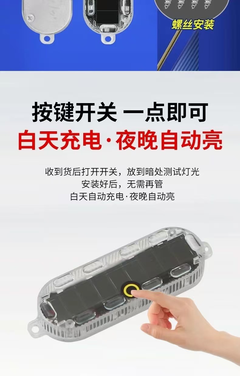 Car, Motorcycle, Electric Vehicle Anti-Rear Collision Solar Warning Light, No-Wiring Width Indicator Led Light, Foreign Trade Wholesale