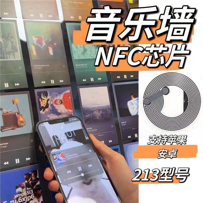 Music Nfc Tag Chip Sticker Cover Internet Celebrity Digital Label Apple Android Sensor Read and Write Instructions