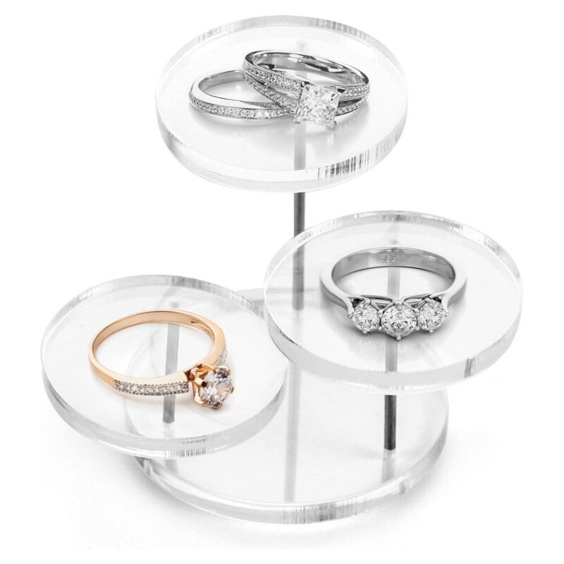 Hot acrylic ring jewelry display stand round jewelry rotating ring display stand exhibition stand
