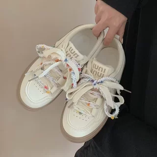 2025新款皮面小白鞋厚底休闲百搭板鞋配裙子的鞋子显脚小春秋女鞋