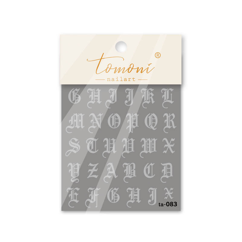 Estilo japonés de uñas gótico carta de oro palabra romana tridimensional de oro y plata en polvo de alivio pegatina de uñas 3D pegatina hueco Retro