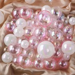 誕生日ケーキ装飾ins風透明白色ピンク幻彩球唯美ロマンチック焙煎ケーキ装飾置物