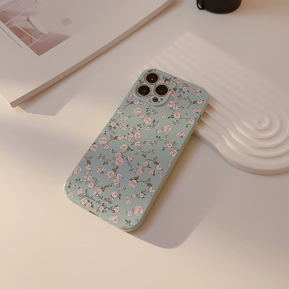 Чехол для телефона (Apple) iPhone 14 Pro Max, настоящий силикон, принт цветов, мягкое ощущение