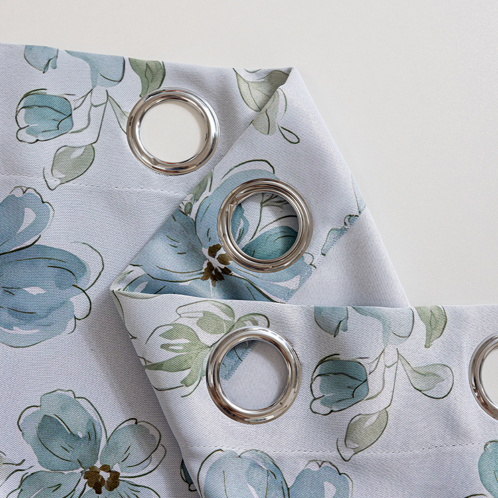 comercio exterior transfronterizo flor impresión anillo cortina azul cortina pequeña Amazon TEMU fábrica directa