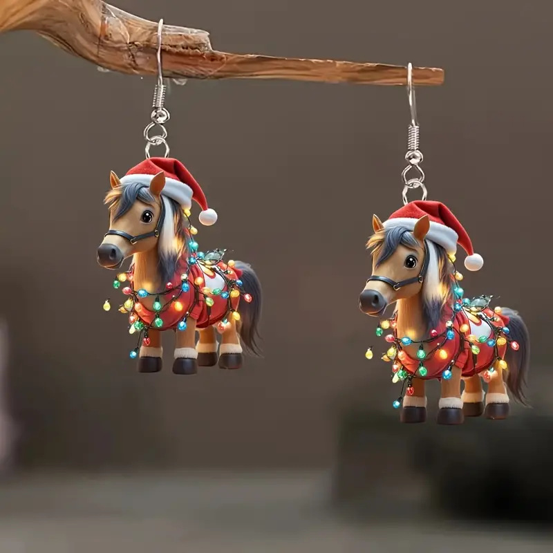 Unisex Gender Printing Design 1 Pair Cute Retro Horse Acrylic Unisex Drop Earrings Earrings