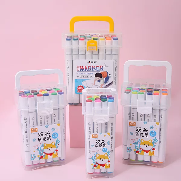 Double-Ended Water-Based Marker Set for Elementary School Students' Art Drawing and Graffiti, 24-Color and 36-Color Watercolor Pens for Planners
