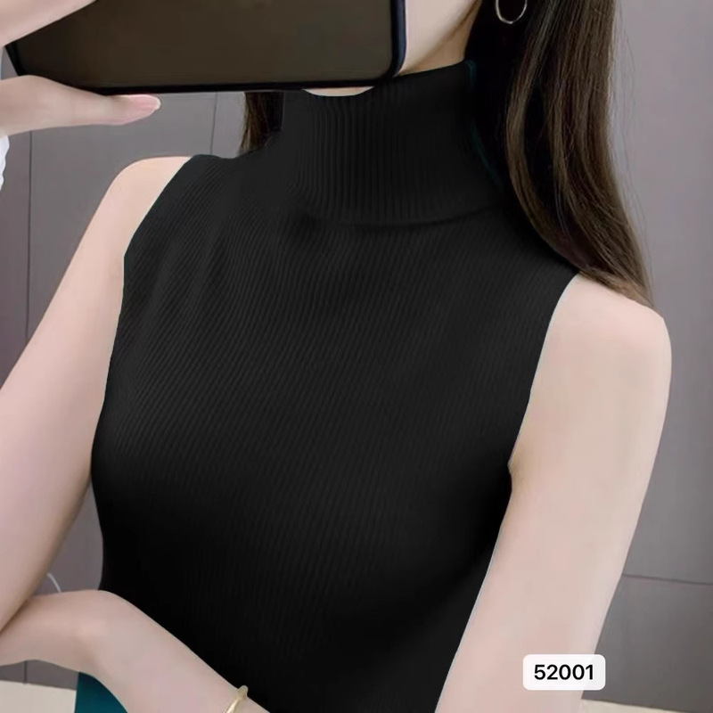 High-Neck Knitted Vest for Women, New Summer Style Sleeveless Inner Slimming Top, High-End Bottoming Shirt High-Neck Knitted Vest for Women, New Summer Style Sleeveless Inner Slimming Top, High-End Bottoming Shirt