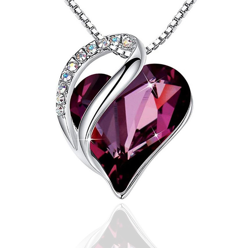 Fashion Heart Shape Artificial Crystal Plating Rhinestones Pendant Necklace 1 Piece display picture 2