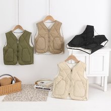 男童女童加绒马甲中大童春秋儿童冬加厚坎肩背心外穿短款可外穿