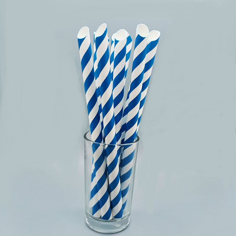 12mm gran diámetro colorido rayas puntiagudas boca papel paja desechable degradable durable perla leche té paja
