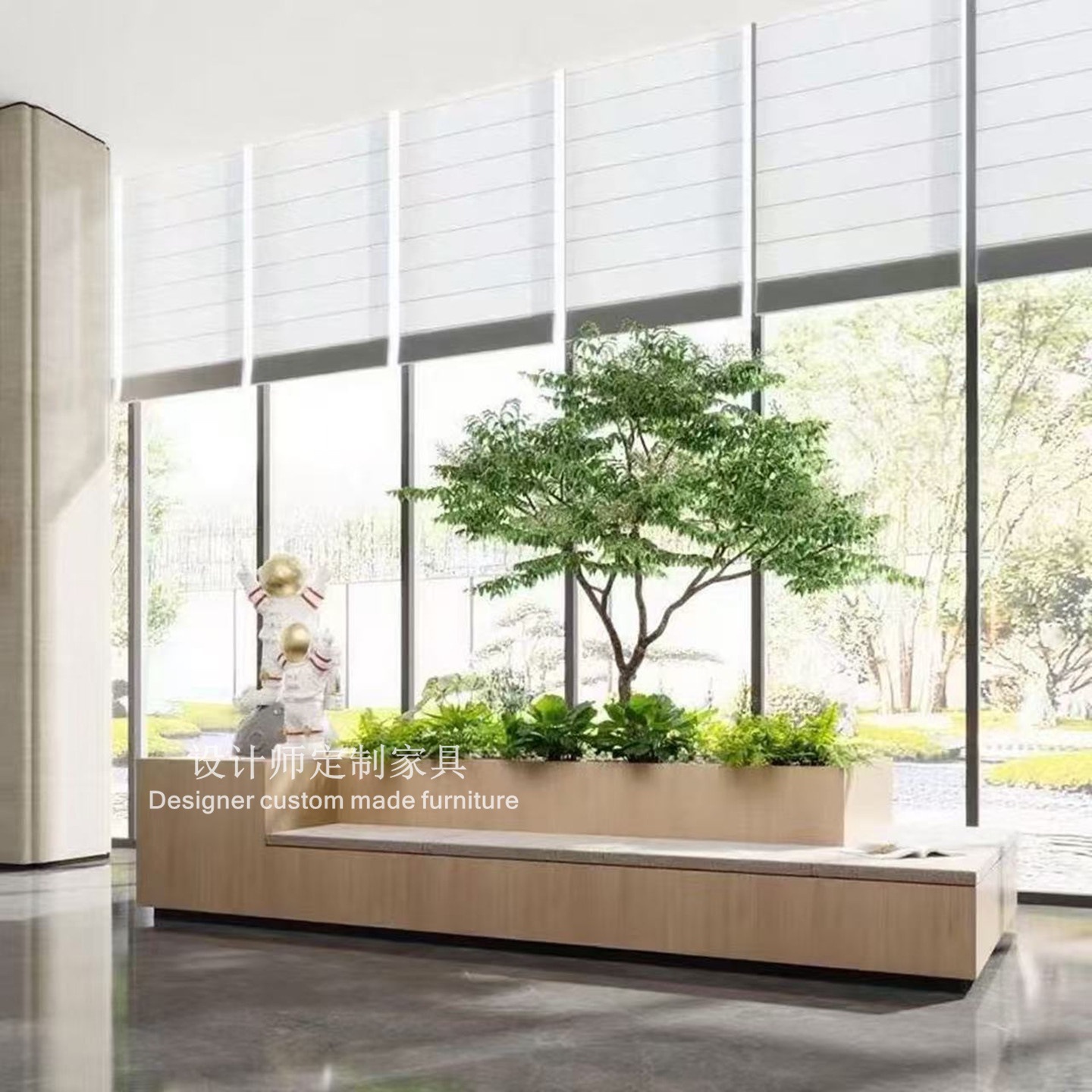 Modern Minimalist Wooden Landscape Seating Benches for Hotel Lobbies, Shopping Malls, Clubs, Island Stools, Elevator Entrance Waiting Areas, and Long Benches