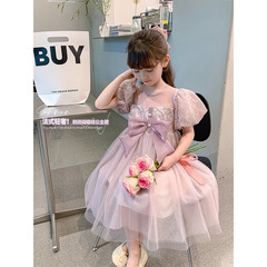 Ladies' Summer Dress New Arrival Korean Style Trendy Children's Skirts Summer Girls Chiffon Princess Dress 6Y108