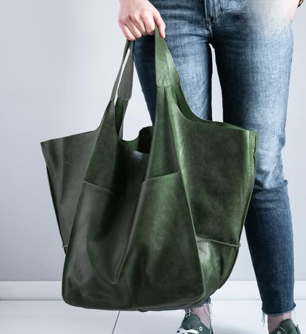 European and American Retro 2023 New Simple Large Bag Soft Leather Large Capacity Shoulder Hand Tote Cross-border Women's Bag _voghion.com