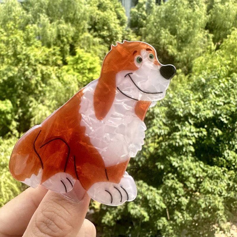 新しいキュートで甘い漫画のオレンジ色の猫の人形の子猫のヘアピン、背中の後ろの髪を結ぶための高J感覚のサメのヘアピン|undefined