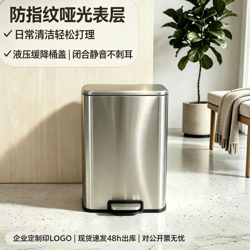 Stainless Steel Trash Can with a High-End Feel, Light Luxury, Thickened, Silent, for Home Use, Suitable for Living Room and Kitchen, Sealed, Odor-Proof, in Stock, Direct Sales Stainless Steel Trash Can with a High-End Feel, Light Luxury, Thickened, Silent, for Home Use, Suitable for Living Room and Kitchen, Sealed, Odor-Proof, in Stock, Direct Sales