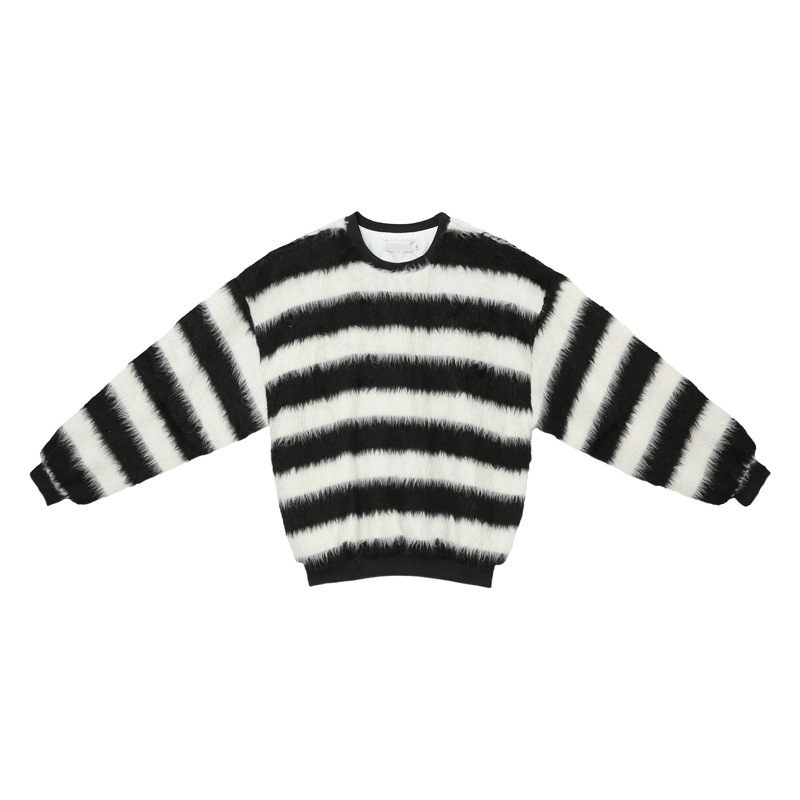 Ropa para hombre MTLCLOTHES | Suéter holgado de estilo coreano con cuello redondo en contraste de color, estilo retro, a rayas y acolchado para hombre.