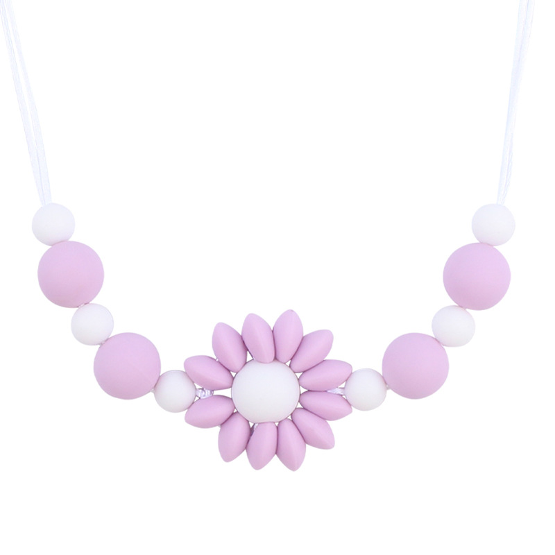 Bebé collar de flores de dibujos animados bebé creativo cuentas de silicona mordedura molar masticable COLLAR COLGANTE hecho a mano