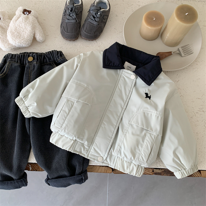 儿童棉服25冬童装男童潮牌夹棉外套宝宝卡通小狗棒球服小童夹克