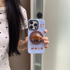 波点碱水面包结磁吸支架适用iPhone16苹果15ProMax/14/13手机壳新