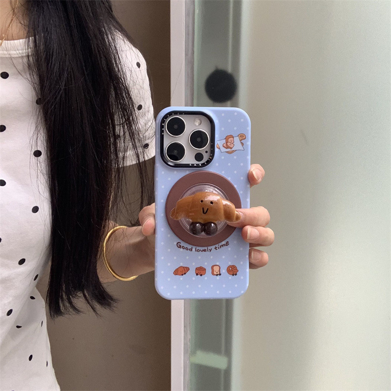 波点碱水面包结磁吸支架适用iPhone16苹果15ProMax/14/13手机壳新|undefined