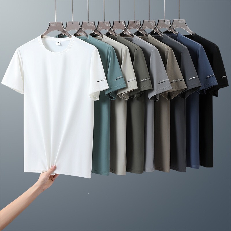 2026 New Summer Men's Fashion Short-Sleeve Round-Neck Ice Silk T-Shirt Men's Sports Casual Running Top