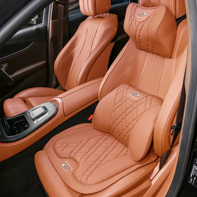 Seat cushion, seat cover – All Year Round - trumpchi-headrest-1-lumbar-support-1-seat-cushion-1-ocher-brown