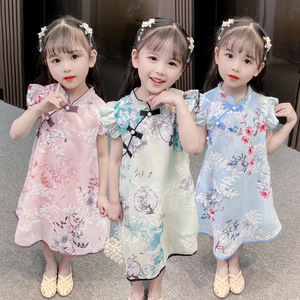 Chinese qipao dress girls brim Ru skirt summer super improved fairy princess dress with short sleeves