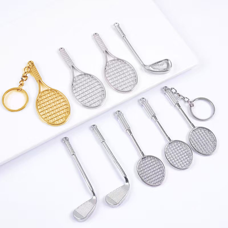 Cross-Border Mini Tennis Racket Golf Club Model Fun Badminton Racket Bag Pendant Simulation Racket Toy