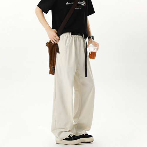 Relaxed Ice Sensation Wide Leg Leisure Pants for Men - Summer Trend Brand Loose Chino Cool Sensation Straight Leg Leisure Long Pants