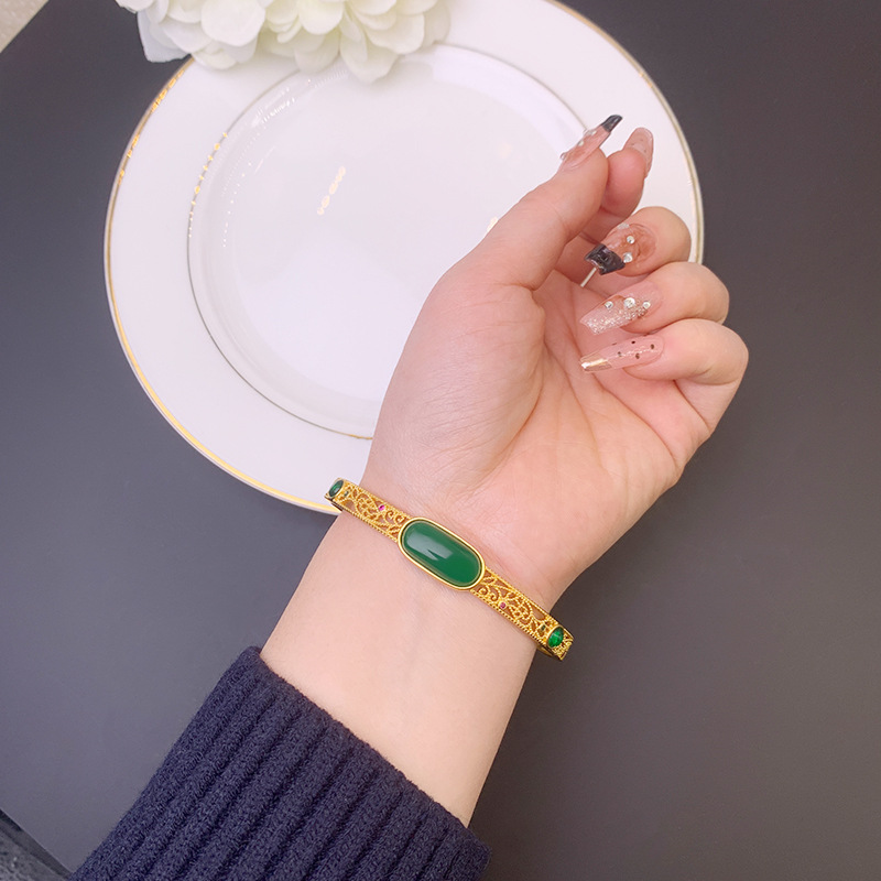 Nuevo brazalete de oro de arena vietnamita estilo palacio artesanía de tallado hueco brazalete de diamantes estilo nacional no se desvanecerá joyas