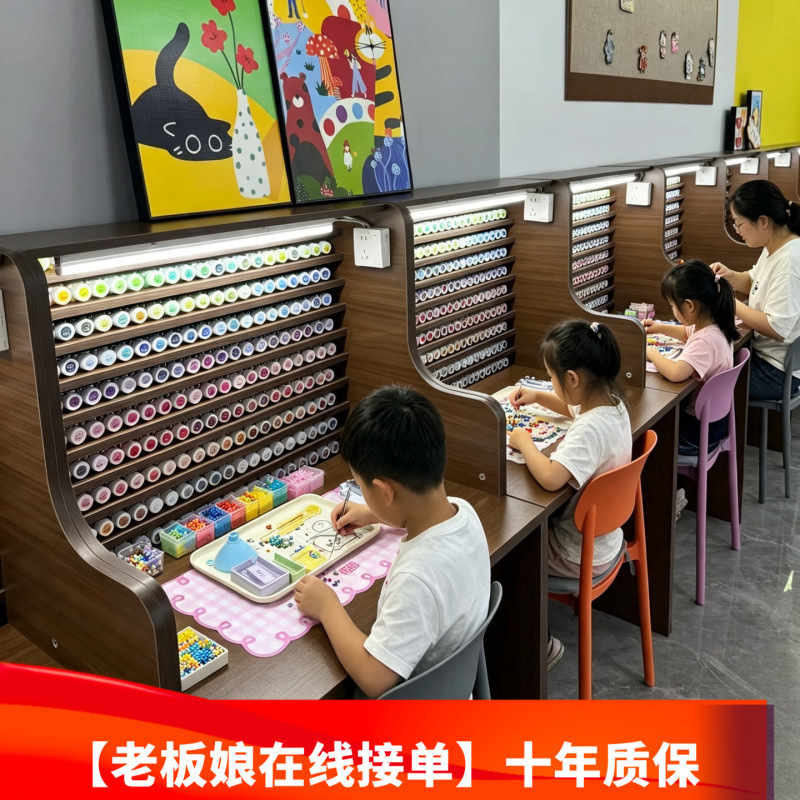 In-stock DIY handmade table for beadwork shops, single-person beadwork table, workbench with storage for 224 colors of beads In-stock DIY handmade table for beadwork shops, single-person beadwork table, workbench with storage for 224 colors of beads
