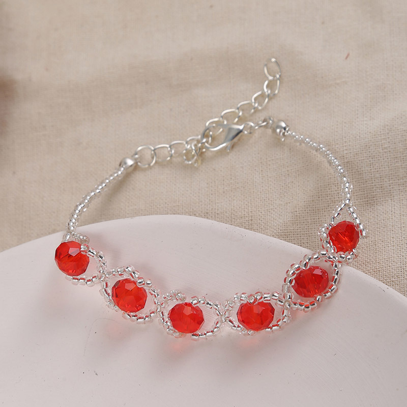 Pulsera De Cuentas De Arroz De Cristal Tejida A Mano Creativa Bohemia display picture 5