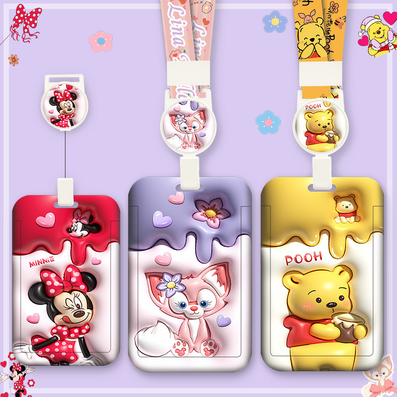 Cartoon Card Cover Bus Subway Meal Card Access Control Brand Brand Brand Card Telescopic Easy Pull Buckle Protective Cover Baby Transfer Card Cover