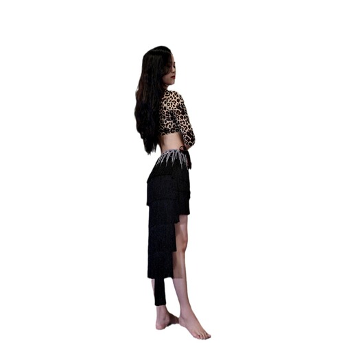 Dancer Belly Dance Latin Fusion Bottoms Practice Costumes Sexy Encrypted Tassel Skirt S265+Q3110