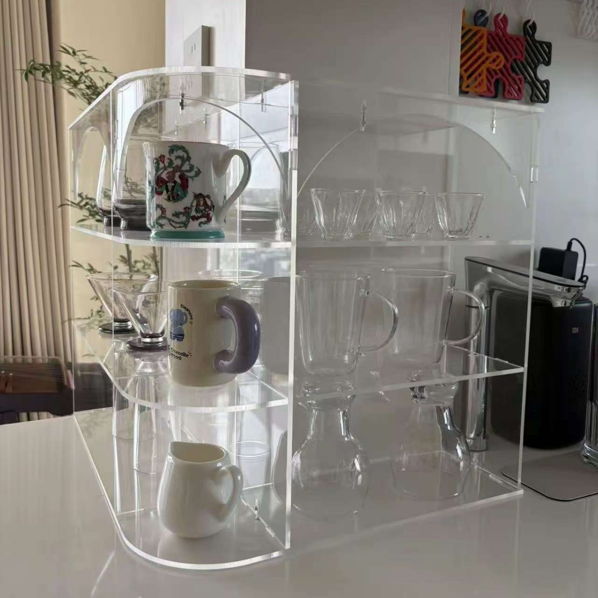 【樊先生的小家】亚克力转角杯架马克杯咖啡杯子收纳烟囱管道遮挡