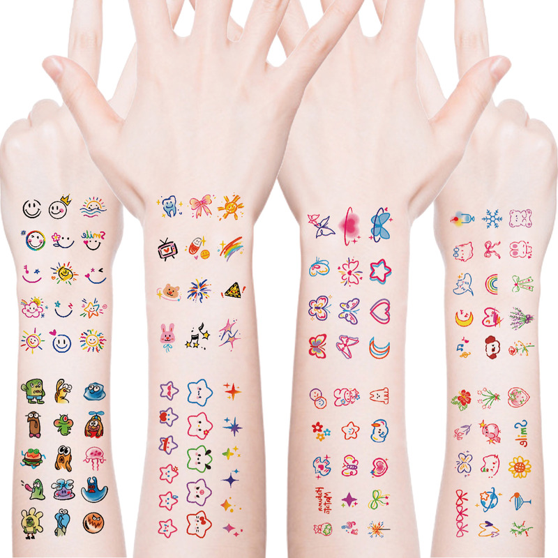 Wholesale Cute Cartoon Tattoo Stickers in Ins Style, Mini Colorful Fresh Graffiti Smiley Face Flowers, a Must-Have for Students Wholesale Cute Cartoon Tattoo Stickers in Ins Style, Mini Colorful Fresh Graffiti Smiley Face Flowers, a Must-Have for Students