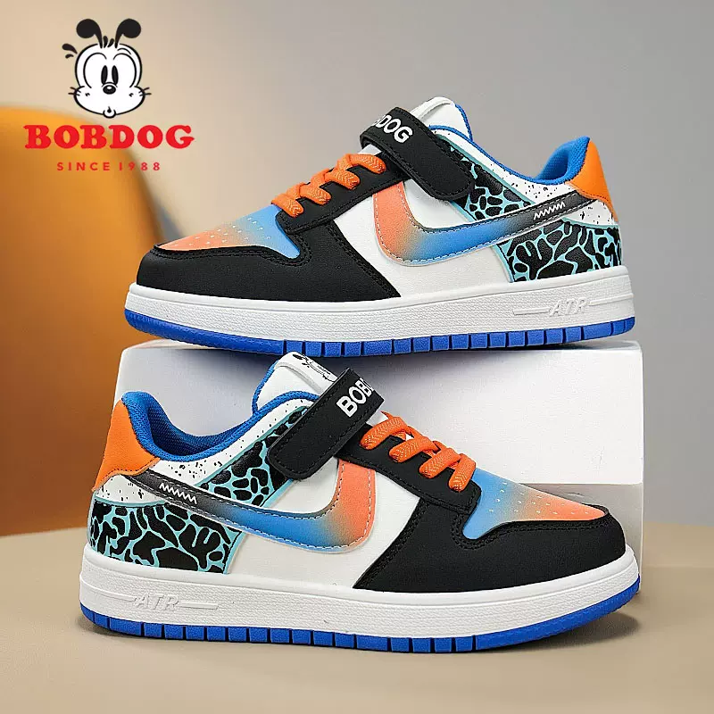 巴布豆男童板鞋2025秋冬季中大童皮面防水运动鞋小学生休闲AJ板鞋