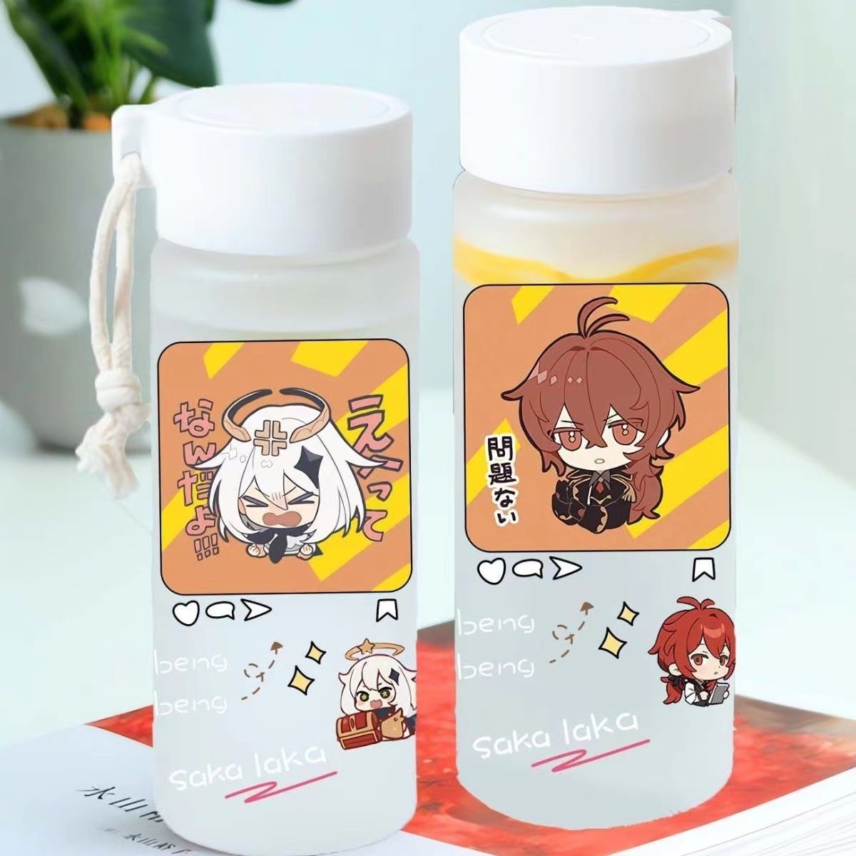 Original Game Genshin Water Cup Anime Game Genshin Merchandise Water Cup Portable Plastic Frosted Cup Creative Anime Collaboration Cup