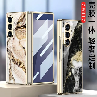 外贸适用三星 Z Fold7大理石折叠手机壳个性时尚网红女玻璃手机壳