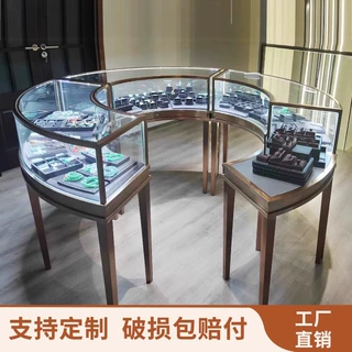 定制珠宝展示柜珠宝展示柜木制烤漆不锈钢电镀展示柜商场展示柜台