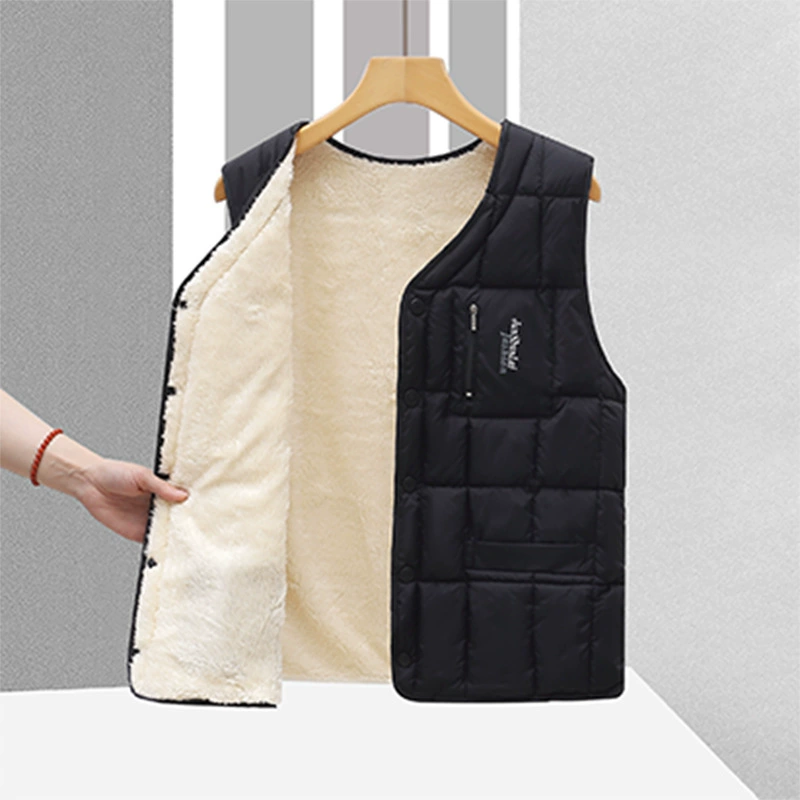 Средний и пожилой бархатный хлопчатобумажный жилет с коротким папой с большим размером конюшни мужские пуховые хлопчатобумажные жилеты утолщенные осенние и зимние новые