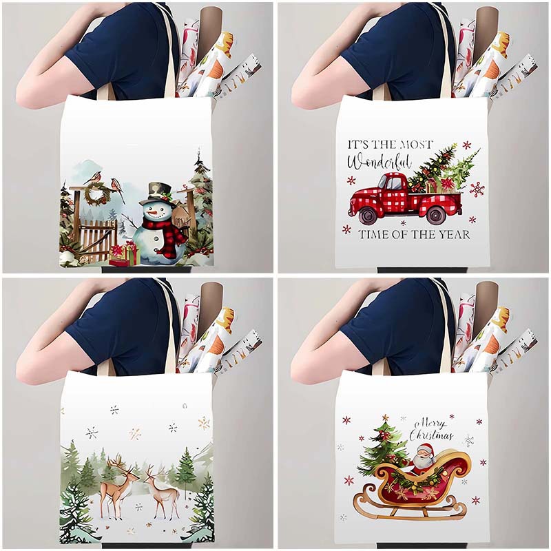 Amazon's Best-Selling Christmas Gift Canvas Bag Shoulder Foldableing Bag Handbag Travel Bag Customized with Pictures