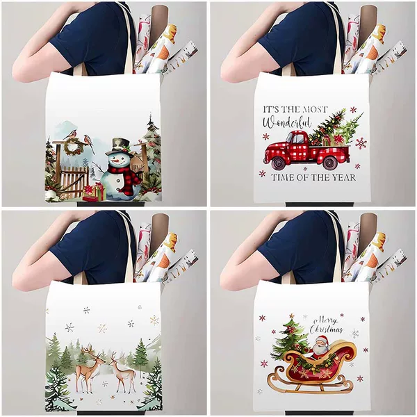Amazon's Best-Selling Christmas Gift Canvas Bag Shoulder Foldableing Bag Handbag Travel Bag Customized with Pictures