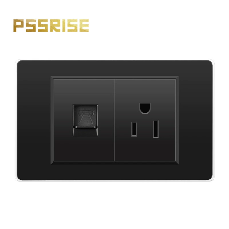 Черная настенная панельная розетка с 118 тип switch, тайваньская розетка с 20W type-C, шесть отверстий