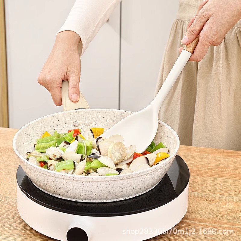 Cocina para el hogar olla antiadherente espátula de silicona especial espátula sopa cuchara juego de carne al por mayor pala de carne cuchara de olla caliente colador