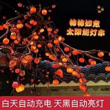 新款柿柿如意LED太阳能柿子灯户外灯火小院春节柿子灯串串灯