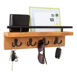 墙上置物架毛巾收纳架卧室玄关客厅木制衣帽背包收纳架壁挂式钥匙