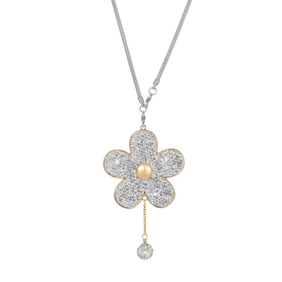 Diamond-encrusted car pendant flower car rearview mirror pendant car decoration pendant creative car interior products women (Car hanging) - white