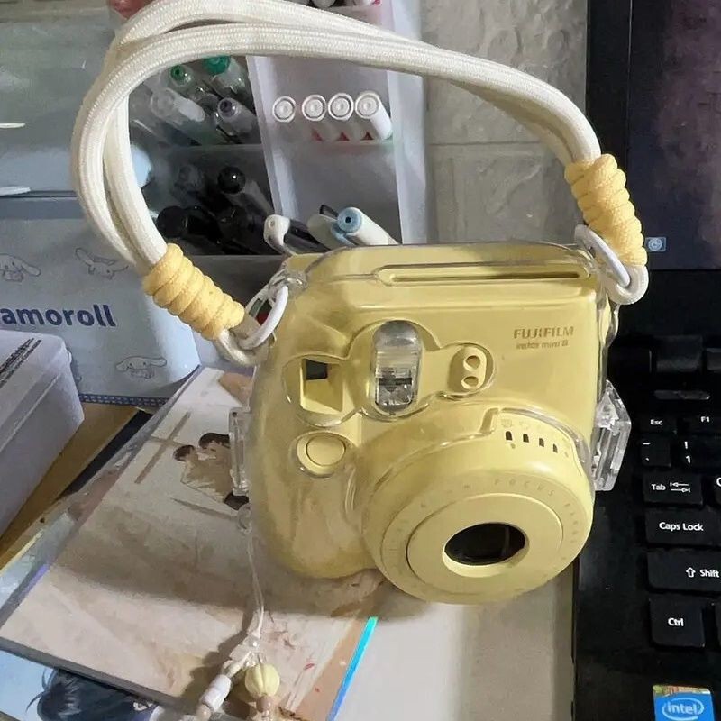 [Mini8 Transparent Case] Instax Crystal Case Polaroid Hard Shell Camera Protective Case Shell Chain Trendy